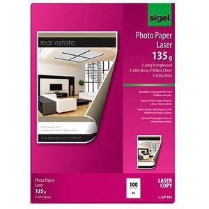 Papel Fotográfico Blanco Brillante SIGEL de Alto Brillo, 135 g/m², Tamaño DIN A4 (21 x 29,7 cm), 100 Hojas/Paquete - Product Image 1