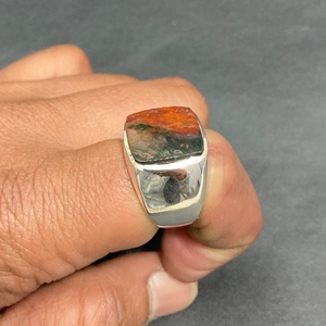 Anillos de latón de ágata para hombre, piedras preciosas naturales, ágata, anillos chapados en plata oxidada, lote al por mayor, regalos de joyería de cristal fino hechos a mano - Product Image 4