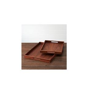 Plateau de service en bois d'aspect naturel avec poignée en métal doré pour les collations de table plateau de service en bois - Product Image 2