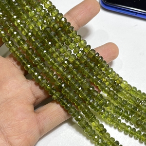 Cuentas Rondelle facetadas de vesuvianita verde Natural rara al por mayor, taladro central de 6,75-7,5 MM, joyería de piedras preciosas de hebra larga de 7 pulgadas - Product Image 5