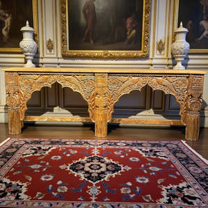 Mesa Consola Arqueada Vintage Hecha a Mano, Mueble de Madera Sólida Tradicional de Lujo para Sala de Estar y Entrada con Espejo - Product Image 2