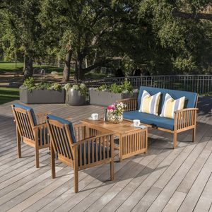 Outdoor Teak Wood Patio <b>Bench</b> <b>Cushioned</b> Garden Sofa Seat Deck Furniture for Hotel Courtyard - Product Image 1