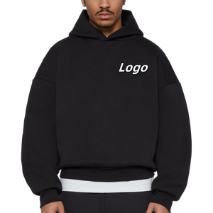 Hoodie Manufacturers Double Lined 610 Gsm <b>Fabric</b> Streetwear Heavyweight Cotton Blend Winter Clothes Washed <b>Black</b> Hoodies Men - Product Image 1