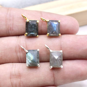 Collier en labradorite serti à griffes, forme rectangulaire, pierre précieuse facettée, collier à boucle unique, collier statement - Product Image 4