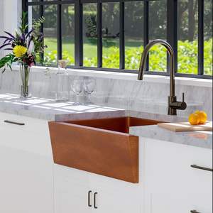 Évier de cuisine en cuivre martelé à la main avec un design moderne, options personnalisables, patine distinctive et durabilité pour les maisons de luxe - Product Image 6