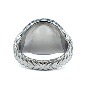 Bague en grappe de topaze bleue classique en or blanc massif 18 carats de haute qualité pour femmes personnalisée pour les cadeaux de mariage et de fête - Product Image 3