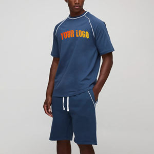 Conjunto de 2 Piezas de Camiseta Holgada con Capucha y Hombros Caídos, de Alta Calidad, con Logotipo Bordado Personalizado, Estilo Urbano, Cómodo - Product Image 4