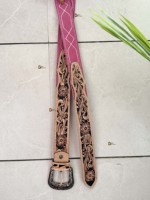 Nuevos cinturones hechos a mano de calidad superior, cinturones de cuero para botas Stich, cinturones bohemios Vintage de Color rosa, cinturones occidentales con estilo a la moda