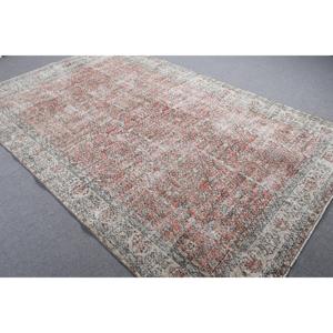 Tapis vintage, grand tapis de 6,1 x 9,6 pieds, tapis turc en laine abstrait rouge - Product Image 2