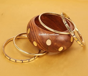 กำไลทำจากไม้และทองเหลืองทำด้วยมือของผู้หญิงน้ำหนักเบามีลวดลายหลากหลายรูปแบบสำหรับวันครบรอบแต่งงานวันเกิด - Product Image 3