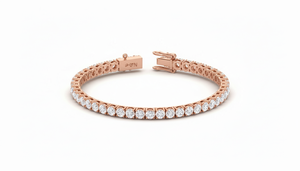 Bracelet tennis pour femme en or 14 carats et diamants ronds classiques naturels - Product Image 4