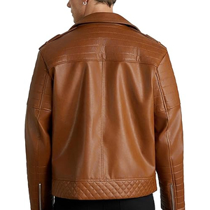 Chaqueta de cuero de motorista ajustada a la moda hecha a medida para hombres Proveedor de fábrica OEM Pedidos al por mayor Etiquetas privadas - Product Image 3