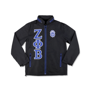 Zeta Phi Beta Black Windbreaker <b>Jacket</b> with Embroidered Greek Letters Sorority Greek <b>Life</b> Apparel Custom Lightweight <b>Jacket</b> - Product Image 1
