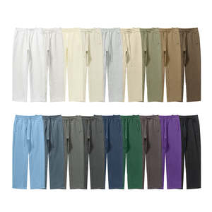 Conjunto básico de pantalones de chándal de algodón 100% de peso pesado para hombre, conjunto de Sudadera con capucha con estampado de invierno de lana tejida informal de alta calidad - Product Image 5