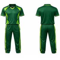 Uniforme de Cricket Sublimado Personalizado Más Vendido, Conjunto de Pantalones y Camiseta de Cricket Verde Lima de Alta Calidad, Transpirable y de Secado Rápido para Hombre