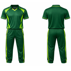 Uniforme de Cricket Sublimado Personalizado Más Vendido, Conjunto de Camiseta y Pantalones de Cricket Transpirables en Verde y Lima para Hombre, Ropa Deportiva de Entrenamiento - Product Image 3