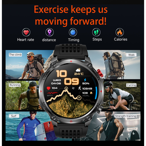 Montre connectée sportive étanche IP68 HT45, bracelet en silicone, boussole, lampe de poche, batterie 1100 mAh, écran 2 pouces, tracker de fitness extérieur - Product Image 6