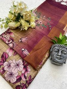 Belle soie douce Tusser avec fabricant et fournisseur de Saree d'impression numérique de Surat au prix de gros - Product Image 6