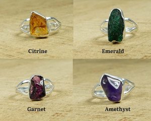 Bague en argent sterling 925 avec pierre brute, cristal naturel, bijoux faits à la main, cadeau pour elle - Product Image 2