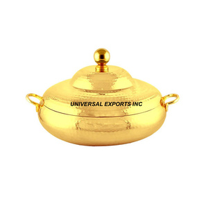 Casserole de cuisine de table martelée en métal finition argentée Meilleure vente Chauffe-plat décoratif de luxe en métal - Product Image 6