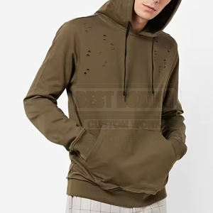 Pakistan Made Hommes Distressed Hoodies 2025 Coton mélangé Prix de vente entier Sweats à capuche en détresse de haute qualité - Product Image 1