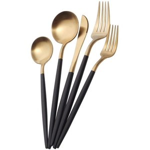 Classic Design Gold Finished Metal <b>Cutlery</b> <b>Set</b> With Slim Long Handle for Home & Wedding Dinnerware Flatware <b>Sets</b> - Product Image 6