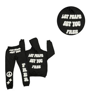 Custom Heavyweight 100% pantalones de chándal Conjunto de sudadera de invierno de alta calidad para Puff estampado Sudadera con capucha chándal de talla grande estampado de seda - Product Image 6