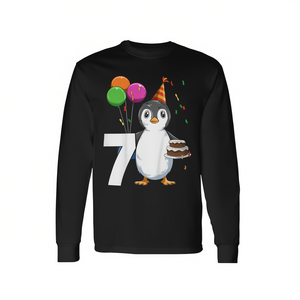 T-shirt à manches longues pour enfants, tenue de fête d'anniversaire du 7e anniversaire, motif pingouin - Product Image 2
