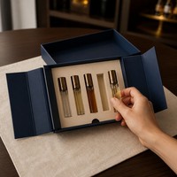 Coffret Cadeau Personnalisé pour Échantillons de Parfum Homme, Boîte Pliable en Carton avec Fenêtre Découpée