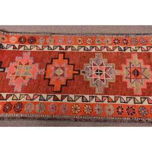 พรมเฮอร์กีตุรกี ขนาด 2.6x12.1 ฟุต (79x370 ซม.) ลายต้นไม้สีส้ม สไตล์วินเทจ - Product Image 4