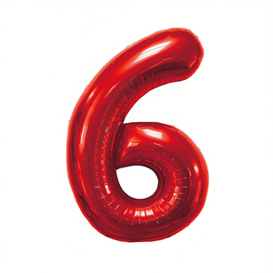 Palloncino Foil Numero 6 Rosso 45cm per Feste, Riempibile con Elio, Decorazione per Feste - Product Image 2