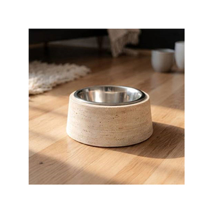 Bols pour animaux de compagnie en travertin sculpté, écologiques, de haute qualité, élégants, en pierre naturelle, non toxiques, bols pour chiens et chats, personnalisables, modernes - Product Image 1