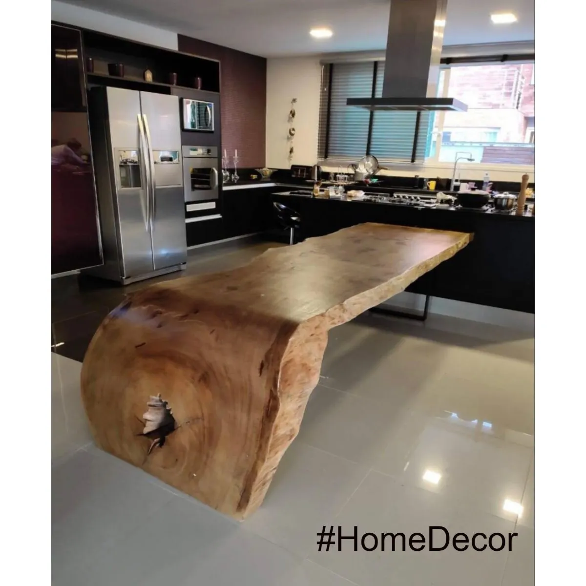 Mesa de comedor de madera de nogal Suar/Acacia, muebles de borde vivo