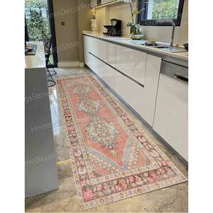 Tapis imprimé : Tapis géométrique vintage de style turc, Tapis en velours de luxe - Product Image 3