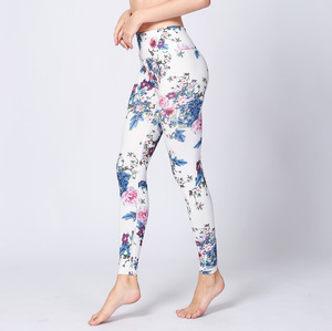 Leggings de yoga à taille haute à imprimé floral pour femmes, pantalons de sport longs, extensibles, respirants, en spandex et polyester - Product Image 1