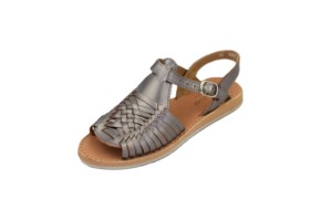 Sandalias Planas de Cuero Genuino Tejido Metálico con Punta Abierta y Correa en el Tobillo, Calzado Casual Transpirable para Todas las Ocasiones - Product Image 2
