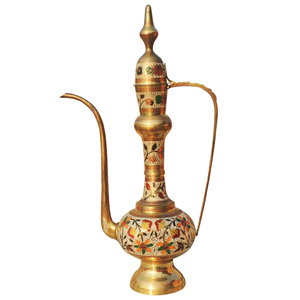 Surahi vintage de haute qualité en laiton pur avec gravure, finition polie et peinture noire, article de cuisine antique arabe - Product Image 4