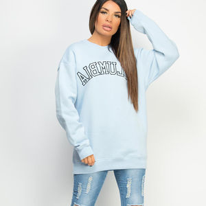 Streetwear uni teint femmes sweat-shirt surdimensionné 100% coton matériel col rond personnalisé Logo impression solide OEM Service - Product Image 6