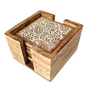 Sous-verre rond en bois naturel fait à la main pour tasses à café et verres - Product Image 2