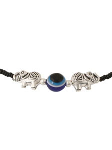 Chaîne de cheville noire avec breloque éléphant et œil porte-bonheur pour femme, bijou minimaliste - Product Image 6