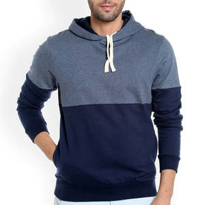 Sweat à capuche décontracté pour homme, bicolore bleu, en tissu doux, idéal pour l'hiver, confortable au quotidien - Product Image 1