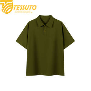 เสื้อเชิ้ตผู้ชาย Tessuto ผ้าฝ้าย 100% แขนสั้น ถักแบบนิตติ้ง ป้องกันการเกิดขุย ลายพื้นเรียบ ดีไซน์ปกพิมพ์ลาย รับสกรีนโลโก้ - Product Image 3