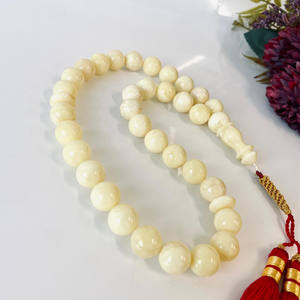ลูกประคำทำจากอำพันบอลติกธรรมชาติสีขาว ลูกประคำสำหรับสวดมนต์อิสลาม - Product Image 3