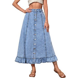 Fabrication professionnelle de jupes en jean, logo personnalisé, marque privée, production fiable, fournisseur en gros à haut volume - Product Image 1