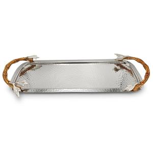 Bandeja decorativa para servir con diseño de hoja con acabado plateado único Material de aluminio Uso doméstico Bandeja de diseño moderno de lujo - Product Image 6