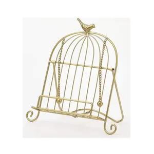 Decoratieve Metalen Messing Vogel Boekhouder Decoratieve Kookboek Stand Luxe Opslag Houder & Rek Voor Keuken Receipe Boek