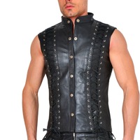 HULAR INTL Gilet en jean et cuir blanc pour homme grande taille, style vintage camouflage, col en V, court, multi-poches, pour l'hiver