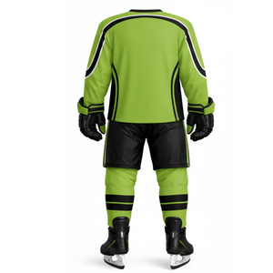 Uniforme de Hockey sobre Hielo Verde Lima y Negro Más Vendido - Diseña Tu Propio Logotipo Vista Frontal y Trasera Jersey de Hockey Personalizado - Product Image 2