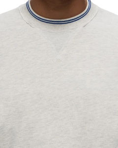 Sudadera de cuello redondo para mujer con logotipo personalizado al por mayor, cuello a rayas, transpirable, suave, parche bordado, ribete de contraste de invierno - Product Image 4