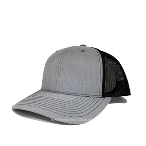Chapeaux de camionneur d'extérieur fabriqués par des OEM de haute qualité, unis, avec broderie/impression personnalisées, logo, maille en toile chinée/maille noire - Product Image 2